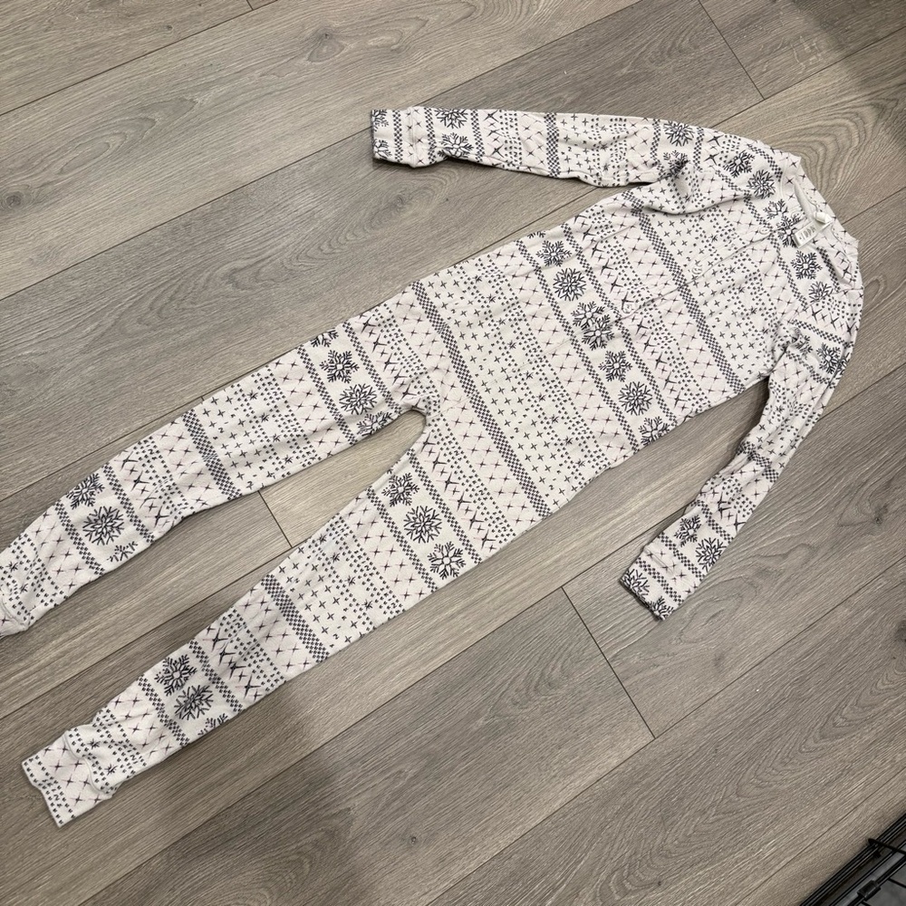SKIMS Kids Pajama Onsie in Cream and Gray